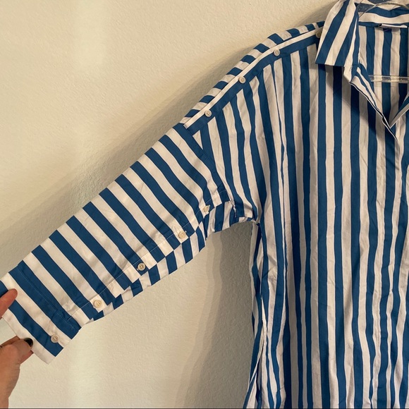 AKRIS Punto Striped Kent-Collar dolman blouse 10 - Picture 6 of 8